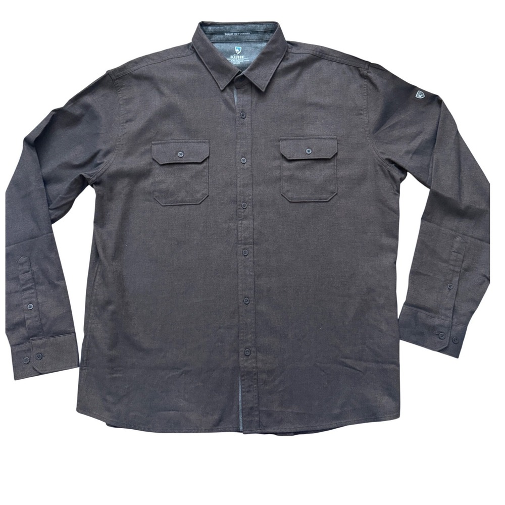 KUHL Mens Descendr Grey Cotton Tencel Long Sleeve Button Down Shirt‎ XXL SKU95